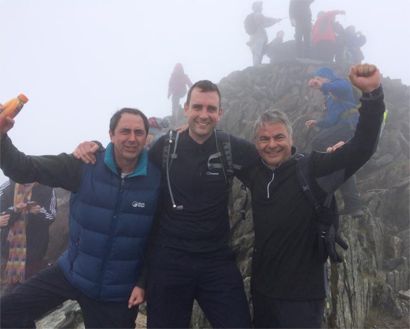 John Waddington Chris Brown PEGL and Darrell Fone Exel on Mount Snowdon